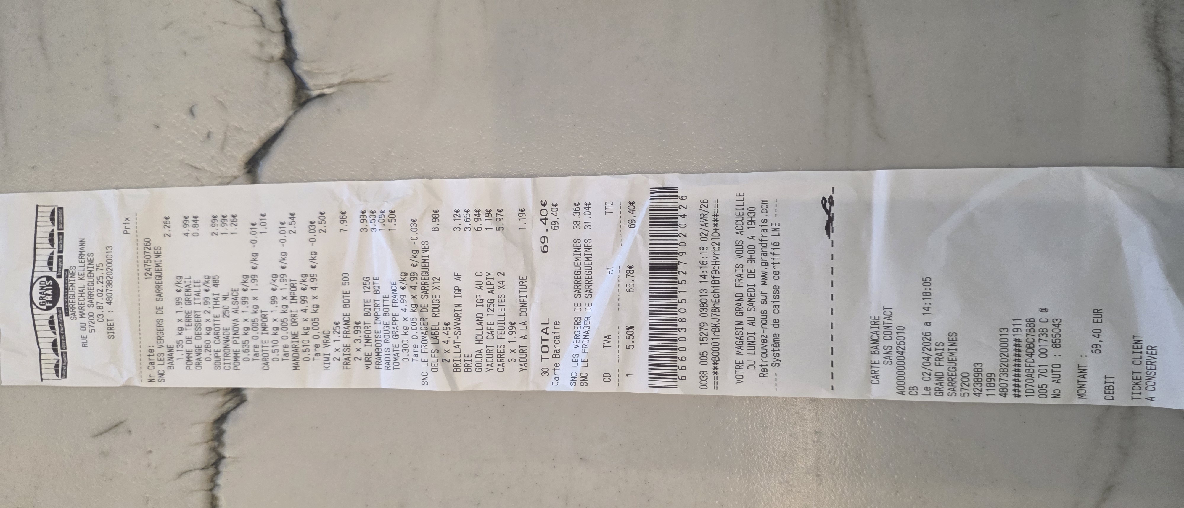 Receipt page 1