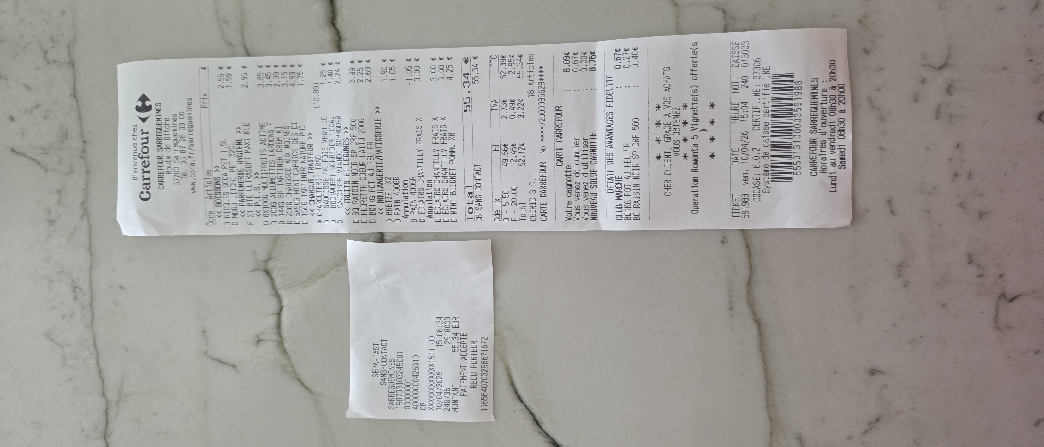 Receipt page 1