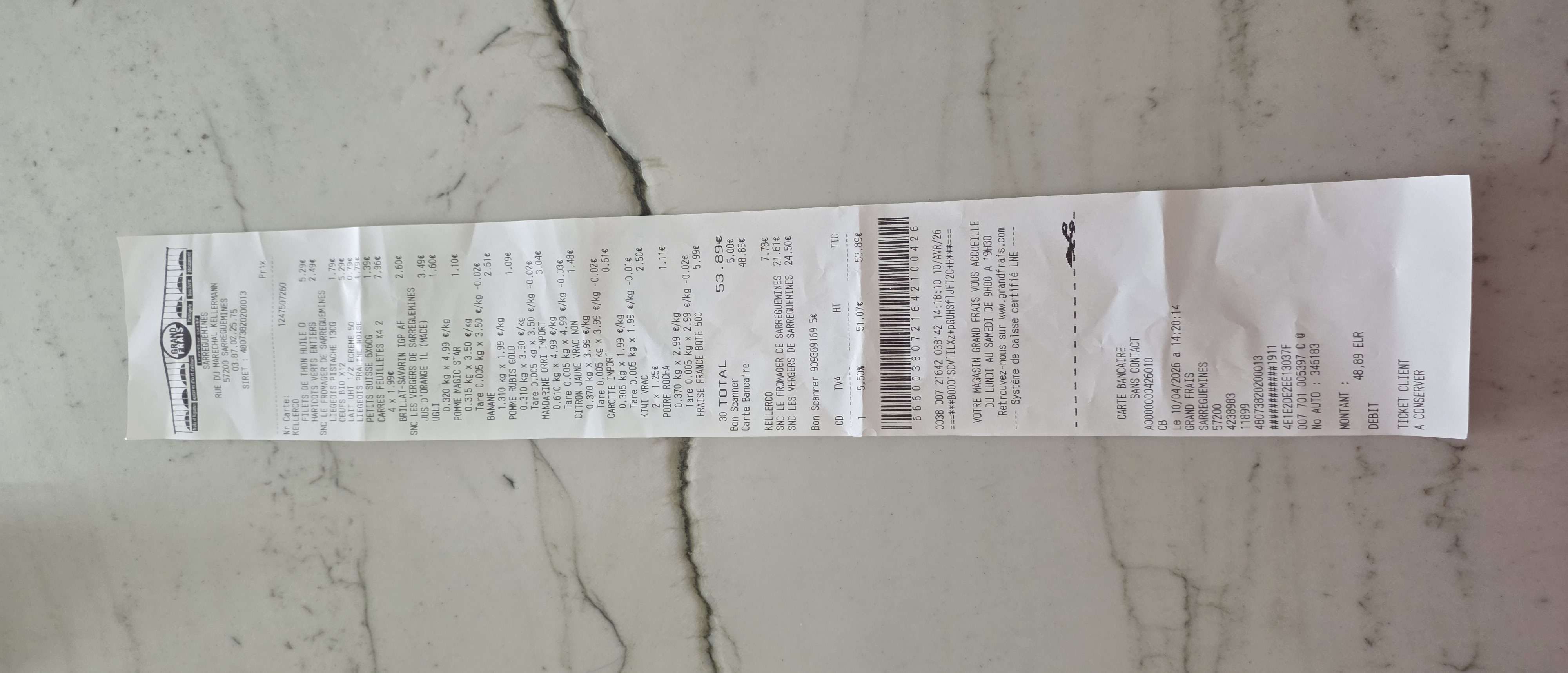 Receipt page 1