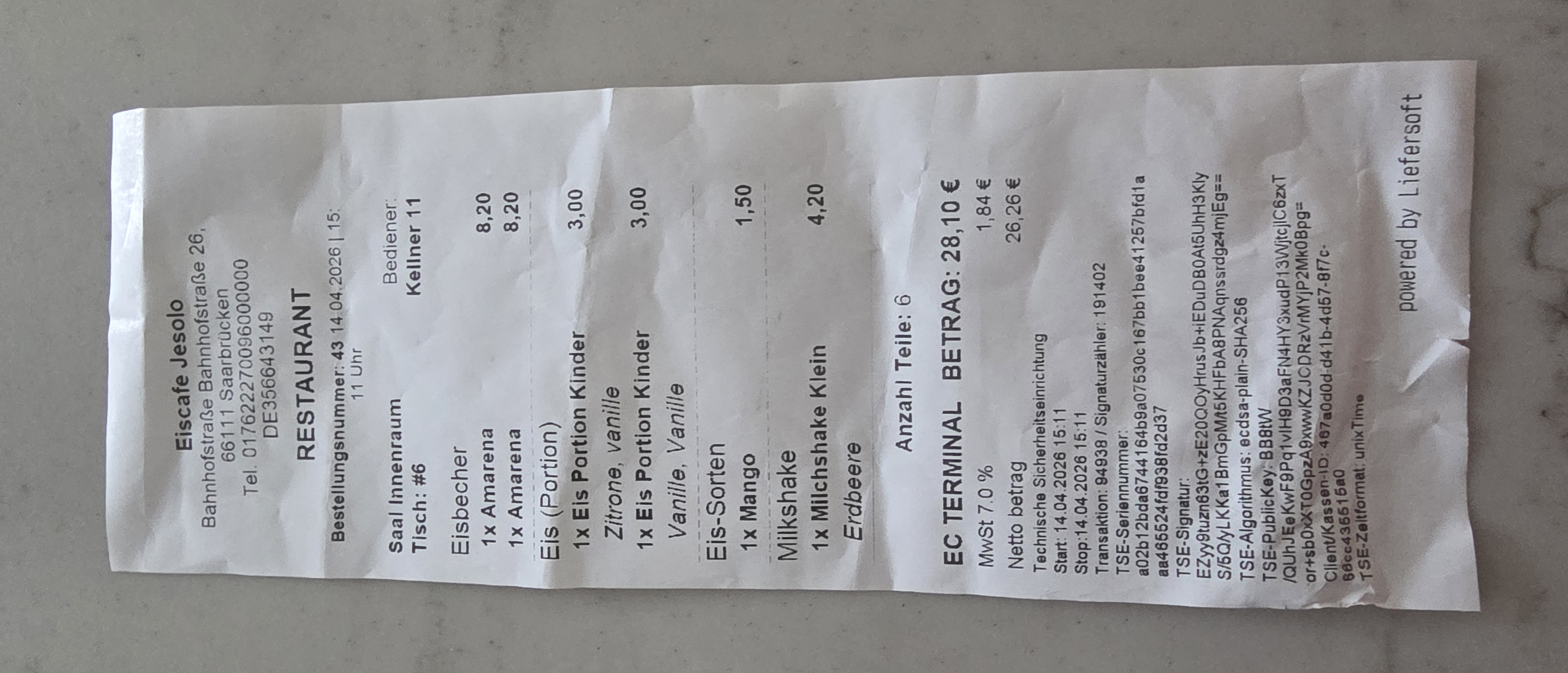 Receipt page 1