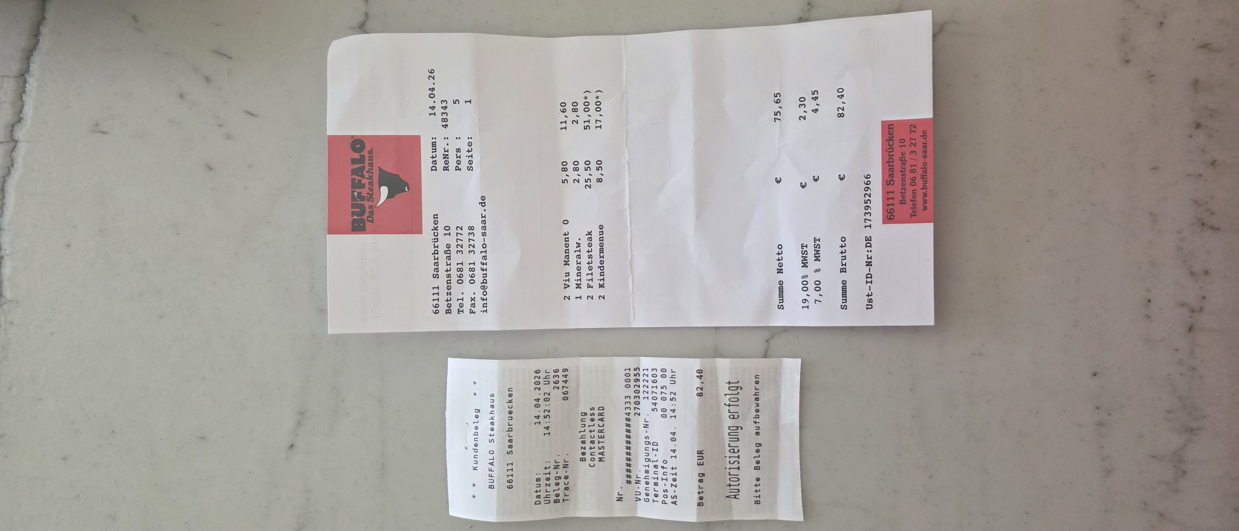 Receipt page 1