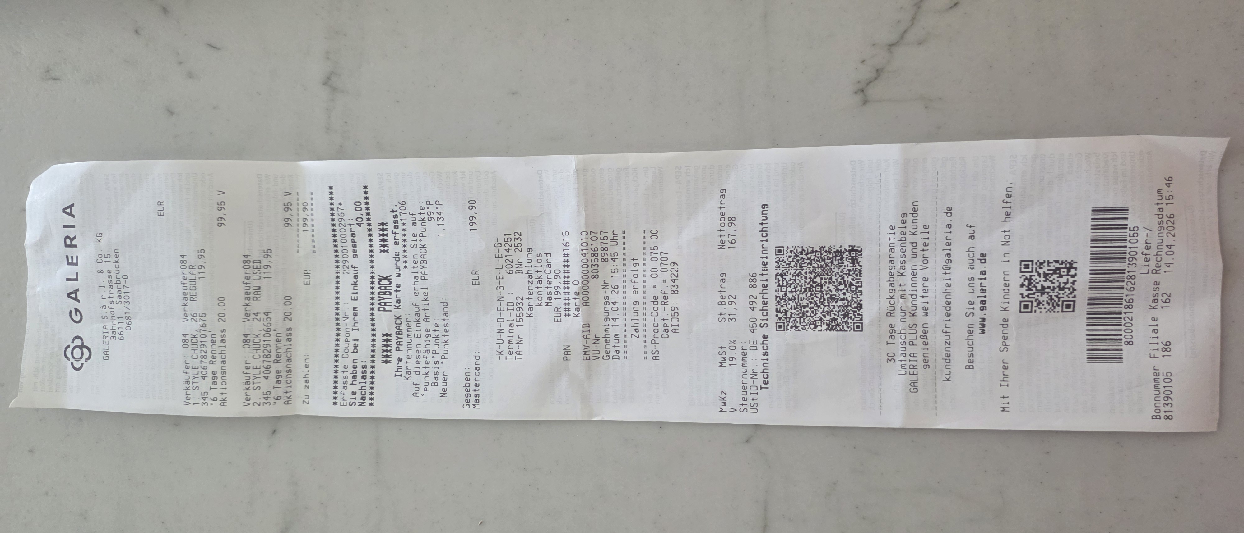 Receipt page 1