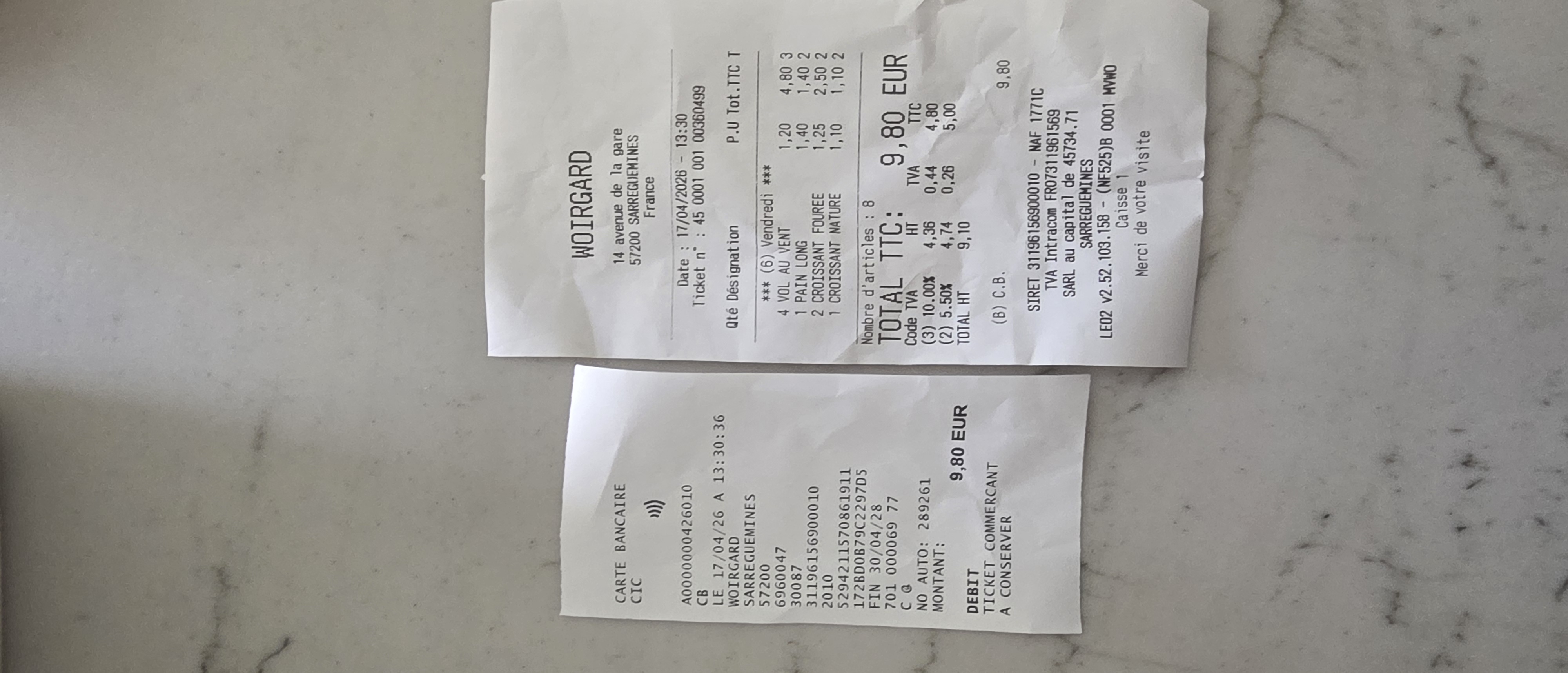 Receipt page 1