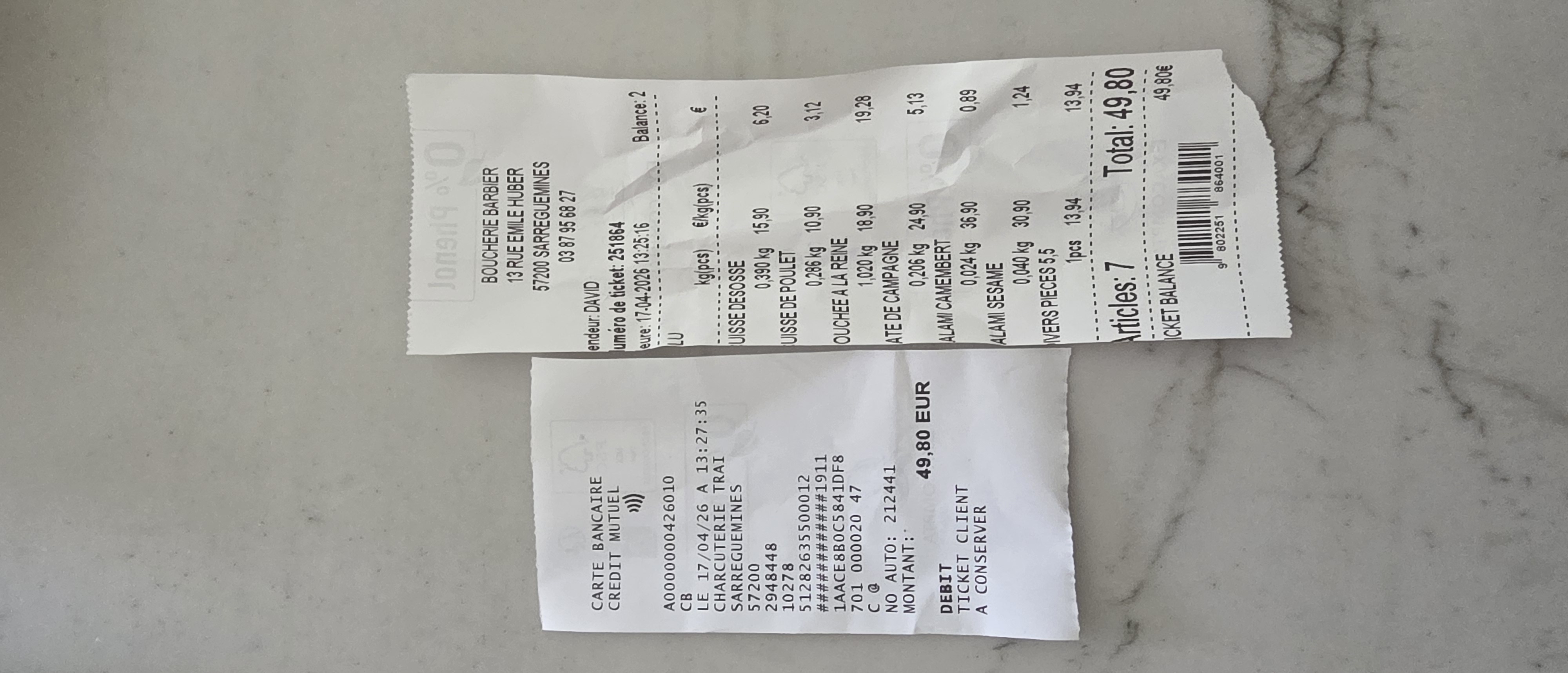 Receipt page 1