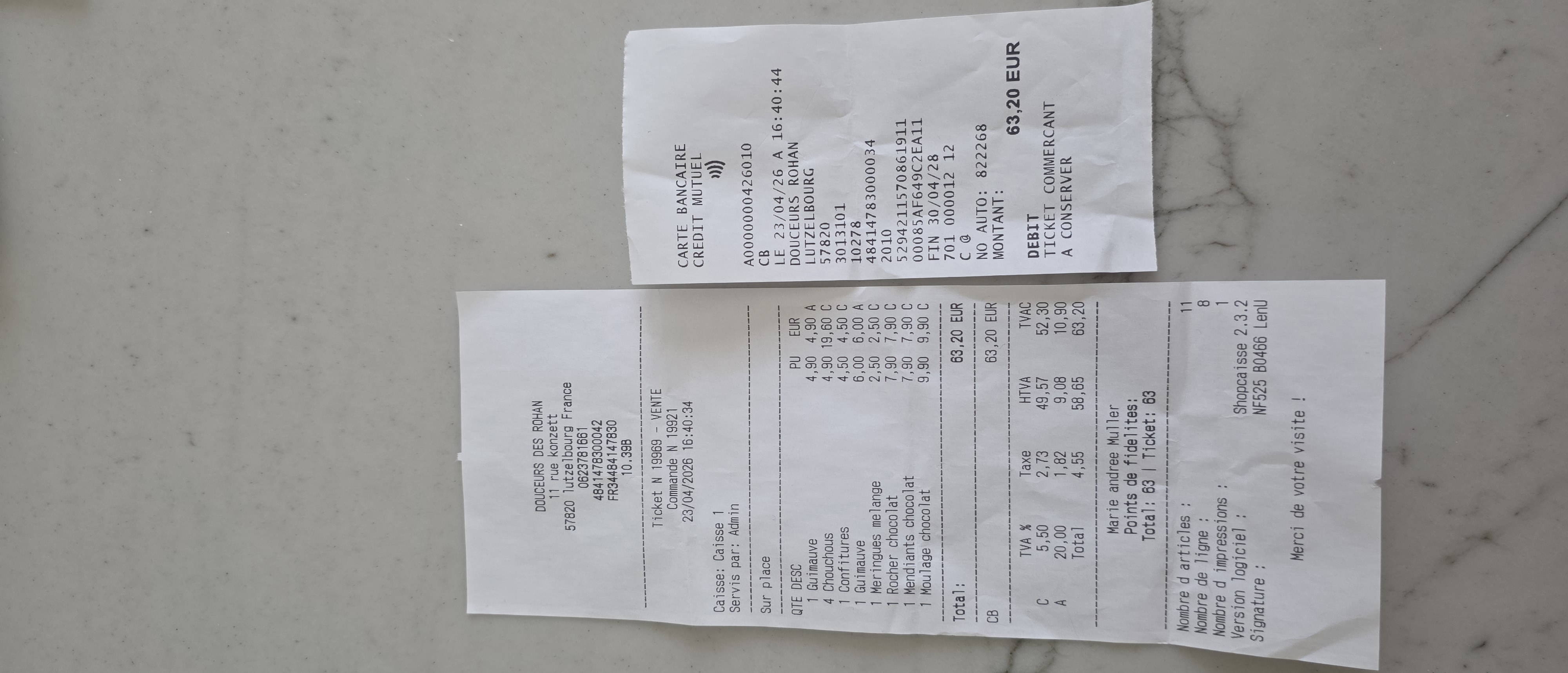Receipt page 1