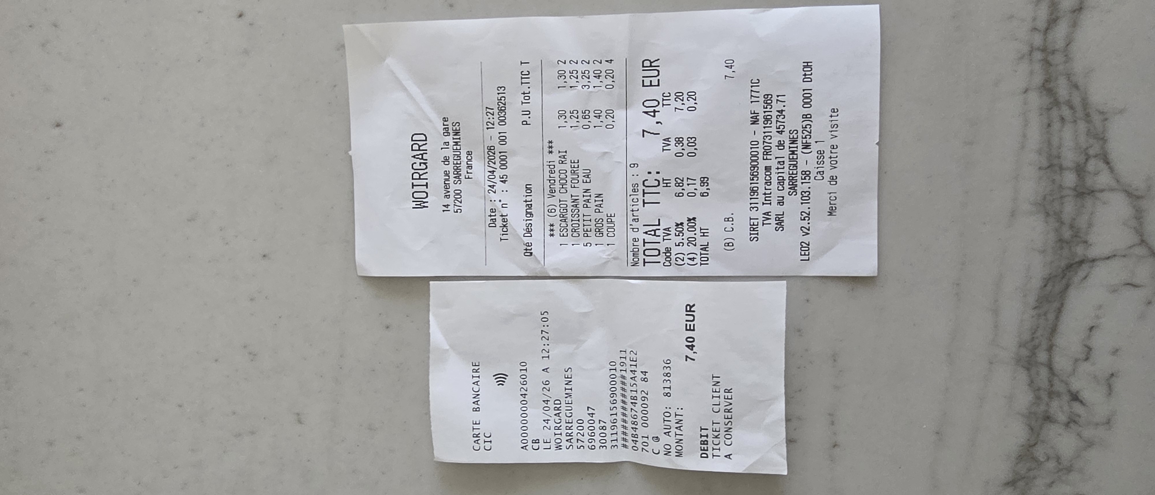 Receipt page 1