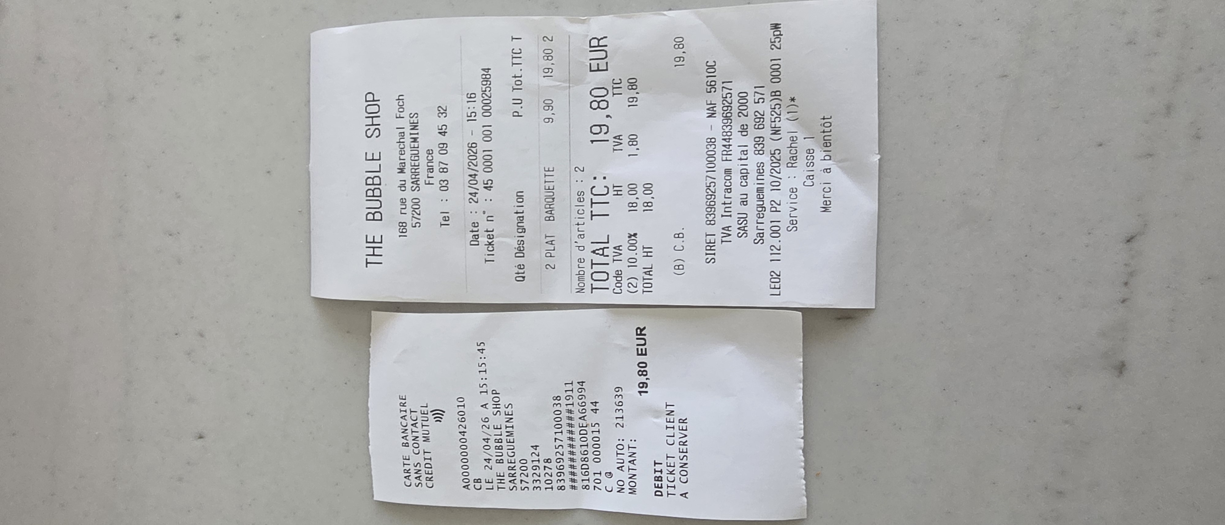Receipt page 1
