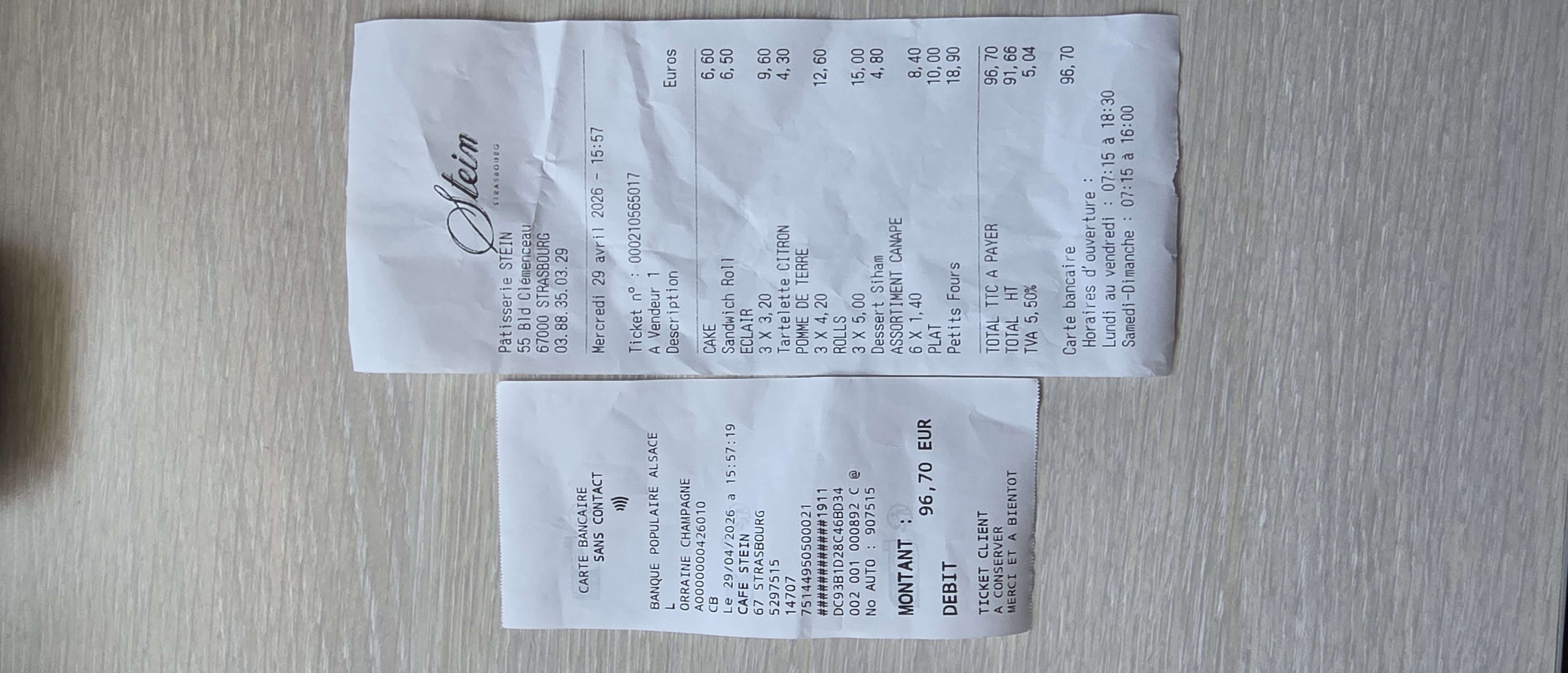 Receipt page 1