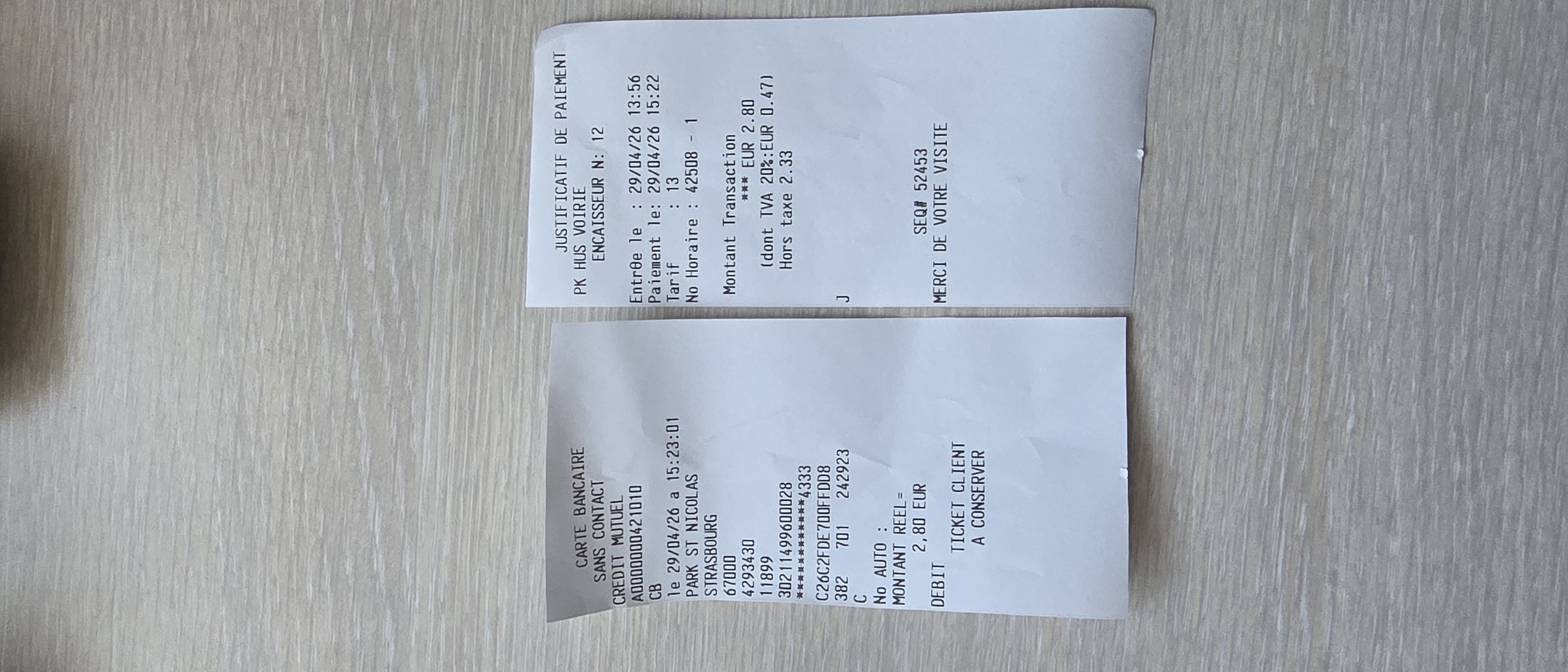 Receipt page 1
