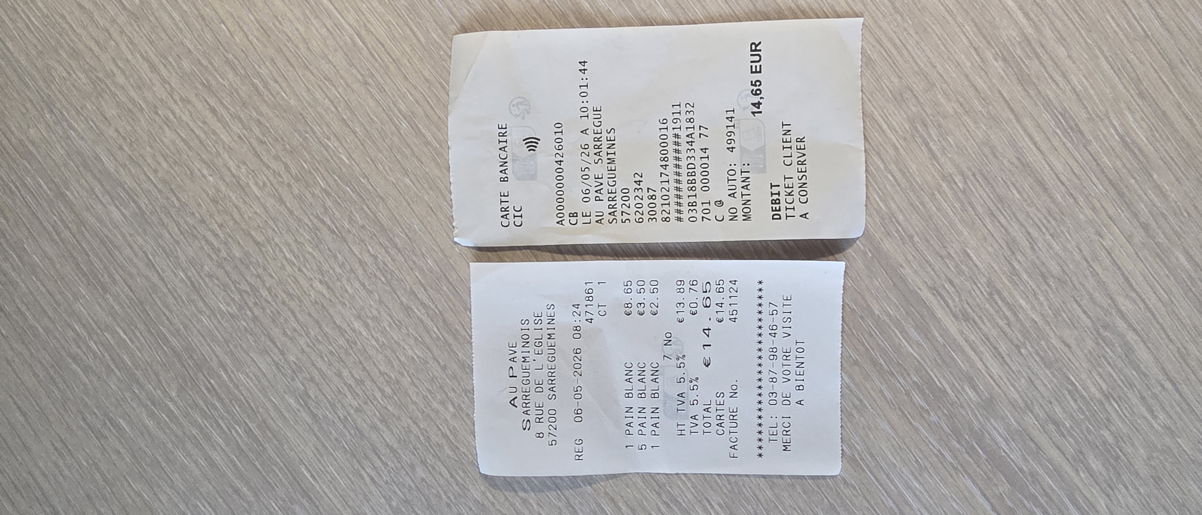 Receipt page 1