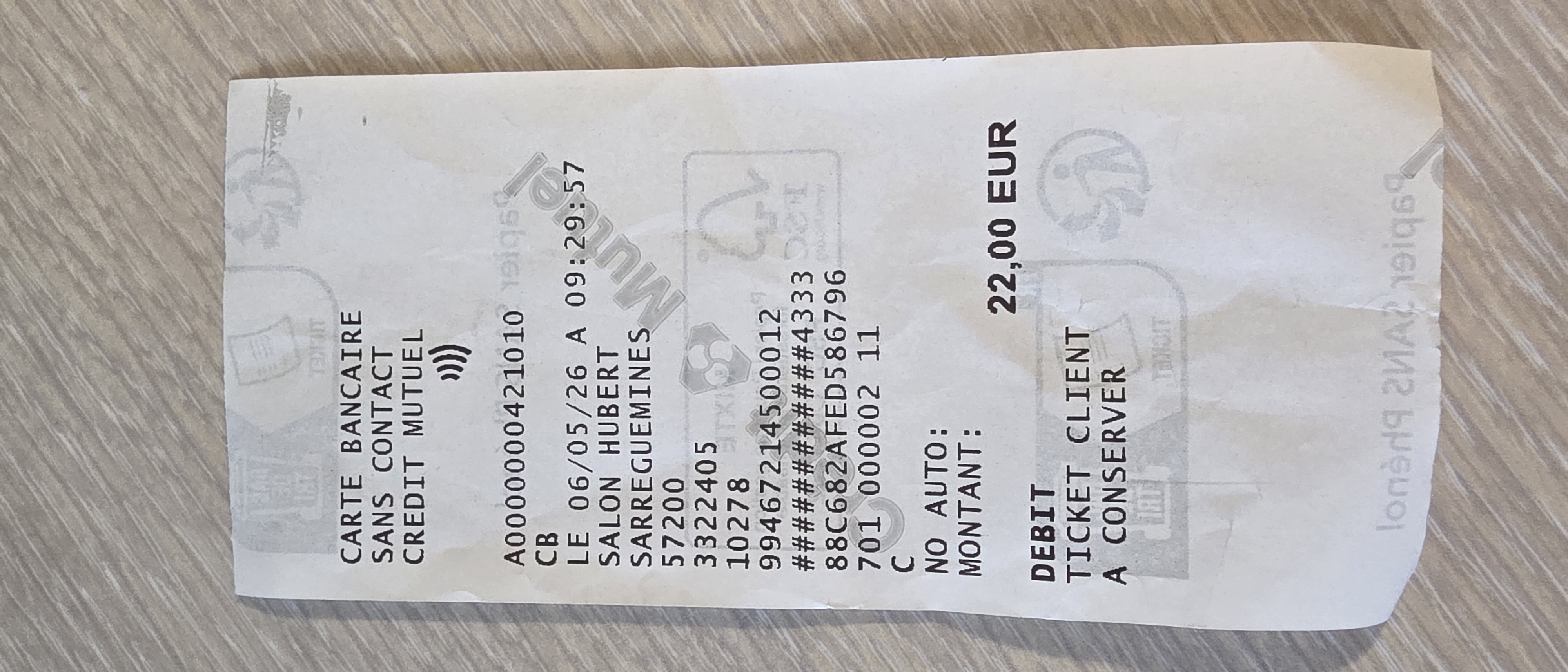 Receipt page 1