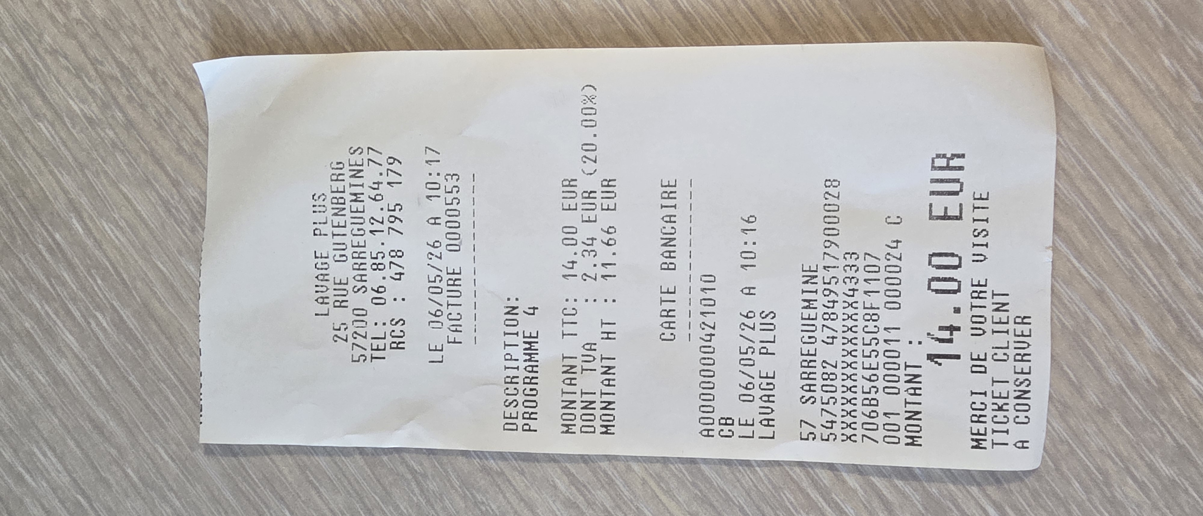 Receipt page 1