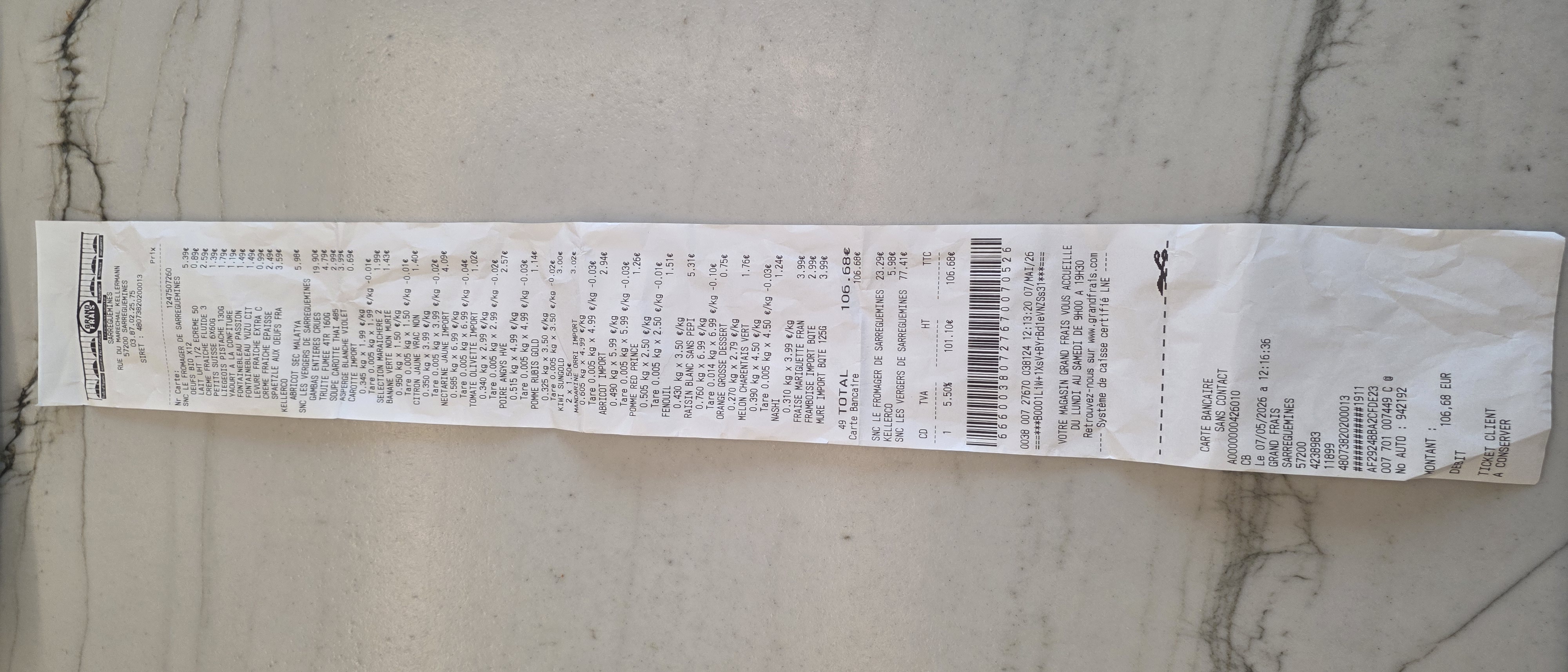 Receipt page 1