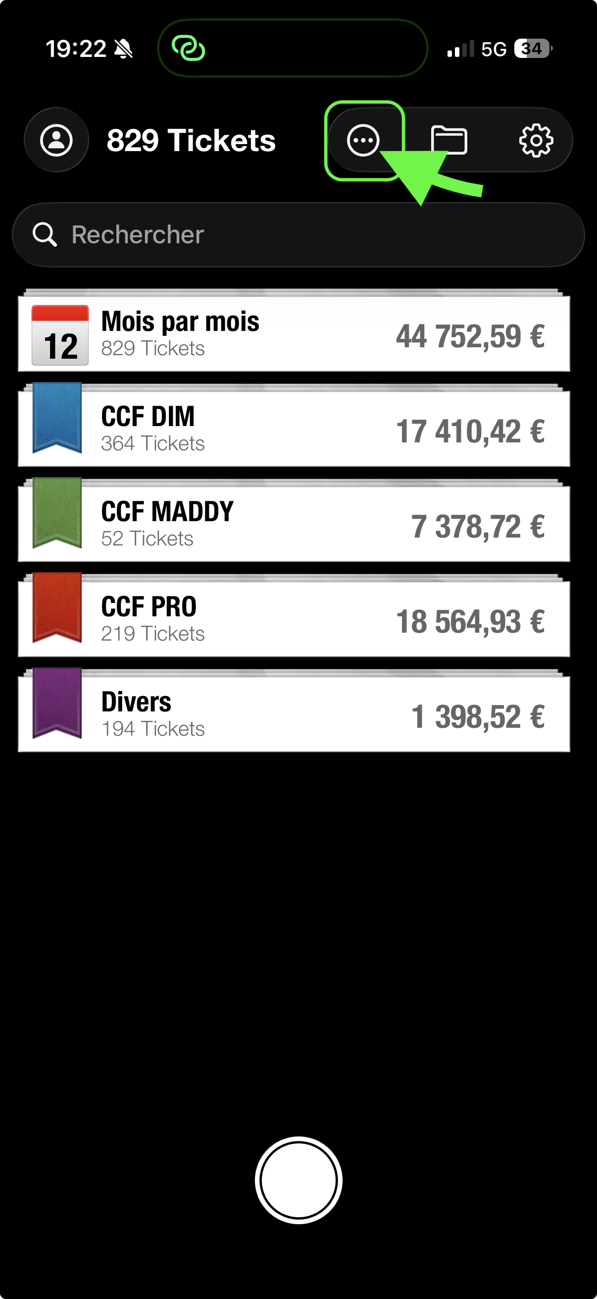 Bouton menu options ScanTicket